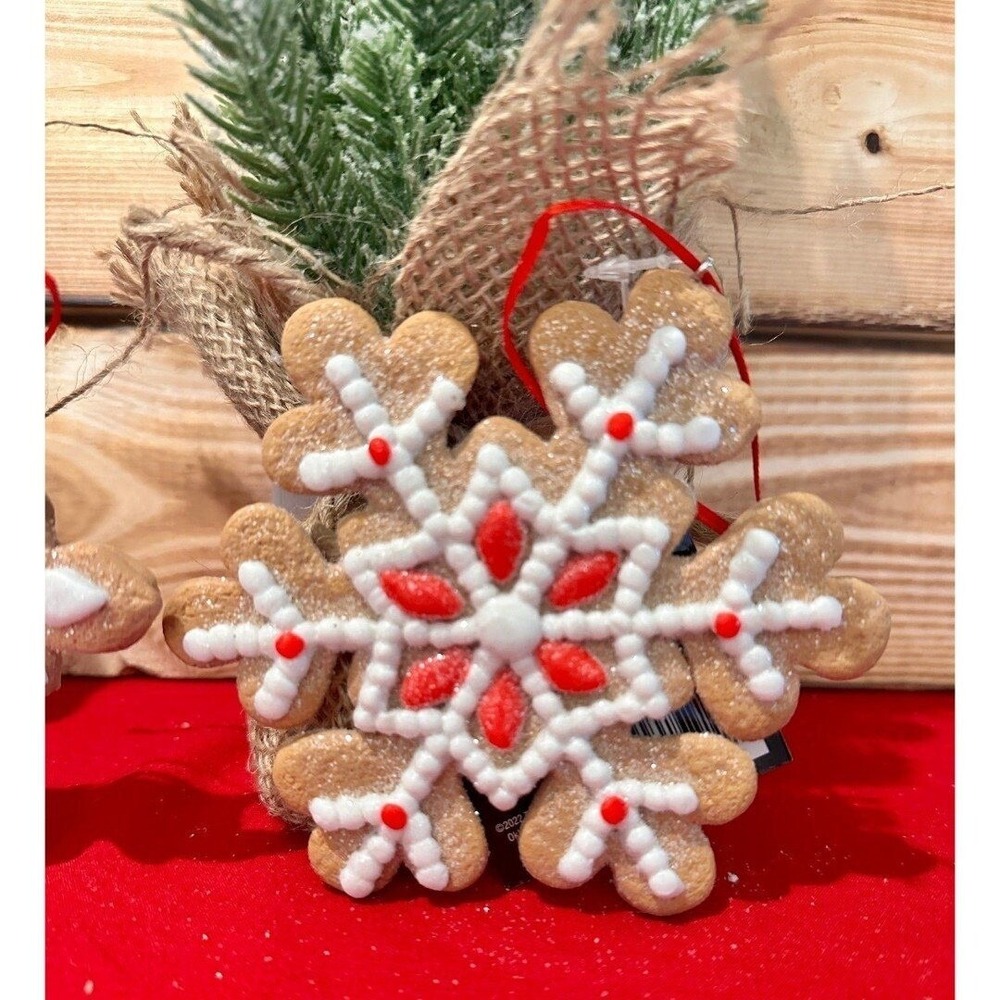 NEW 3 Gingerbread Ornaments Snowflake Christmas‎ Holiday Bundle Set - Picture 8 of 12